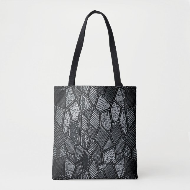 Bolsa De Tote De Vidrio Mosaico Gris Oscuro (Anverso)
