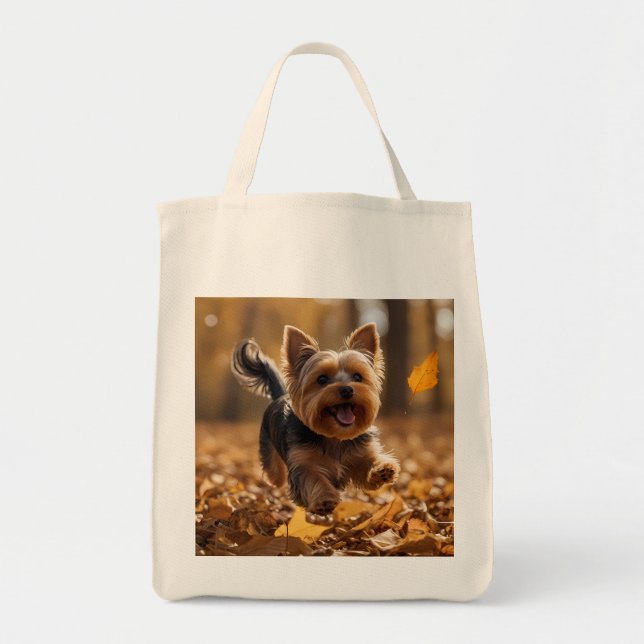 Bolsa de Tote de Yorkshire Terrier Elegant Grocery (Frente)