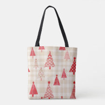 Bolsa de Tote del árbol de Navidad rojo festivo