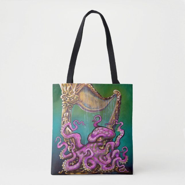 Bolsa De Tote Del Arpa Del Octopus (Anverso)