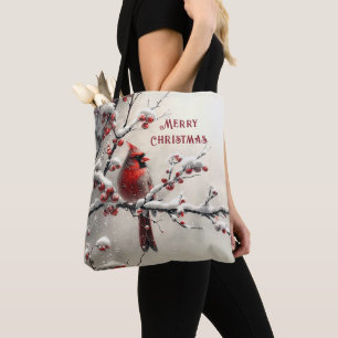 Bolsa de Tote del Cardenal Rojo navidades