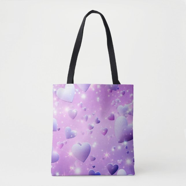 Bolsa De Tote Del Corazón De Lujo Morado (Anverso)