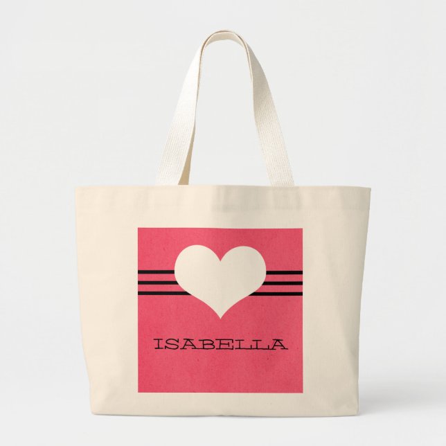 Bolsa De Tote Del Corazón Moderno Rosa (Frente)