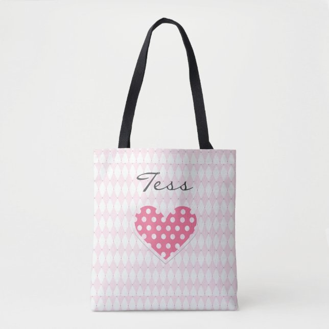 Bolsa De Tote Del Corazón Rosa (Anverso)