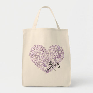 Bolsa de Tote del Corazón Valioso (púrpura)