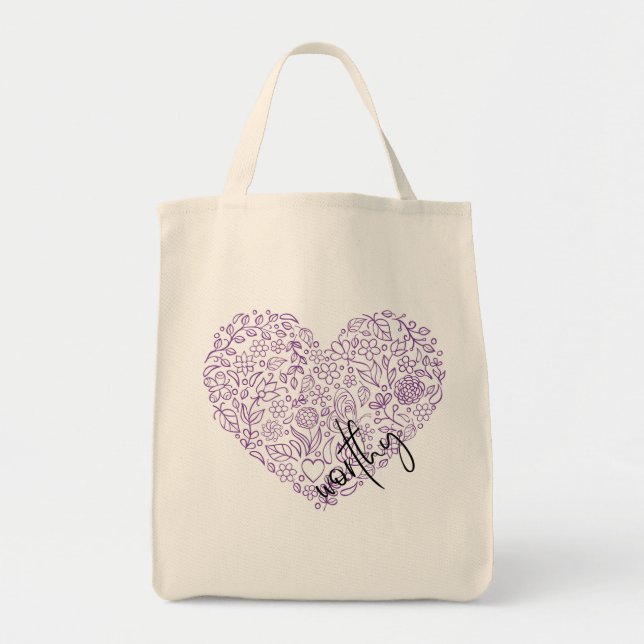 Bolsa de Tote del Corazón Valioso (púrpura) (Frente)