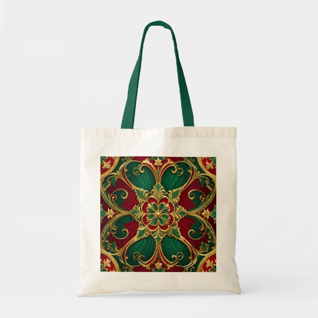 Bolsa de Tote del Día de los Navidades Rojos Verde (Frente)