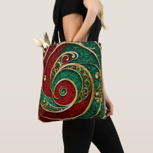 Bolsa de Tote del Día de los Navidades Verde Oro R