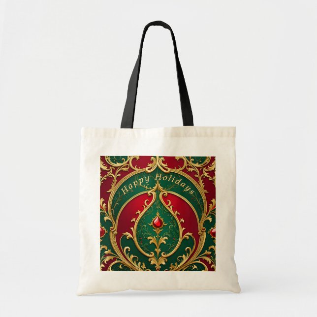 Bolsa de Tote del Día de Oro Verde Rojo (Frente)