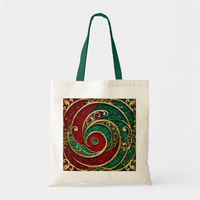 Bolsa de Tote del Día Verde Oro Rojo (Frente)