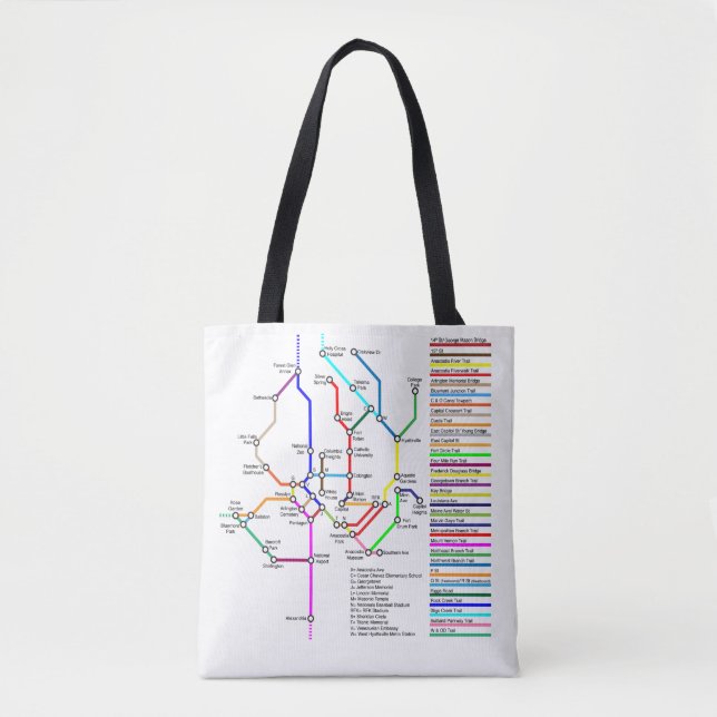 Bolsa de Tote del mapa de bicicletas de Washington (Anverso)