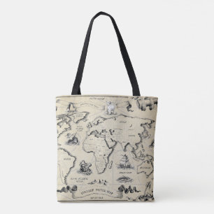 Bolsa de Tote del Mapa Mundial de la Vintage - Can