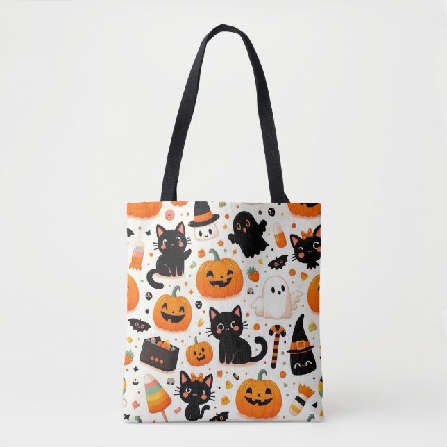 Bolsa de tote del patrón de Halloween (Anverso)