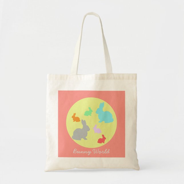 Bolsa de Tote divertida conejo/conejo mundial (Frente)