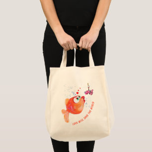 Bolsa de Tote divertida de peces y gusanos felices