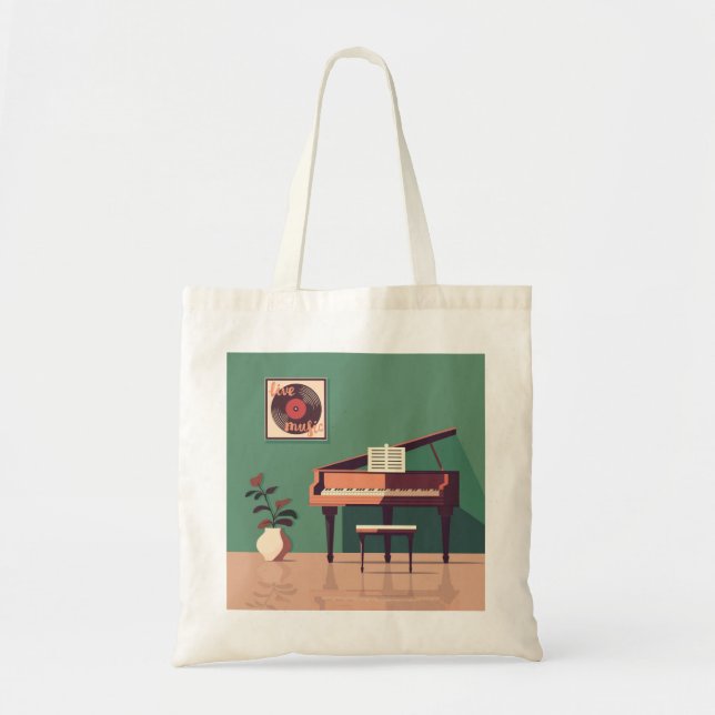 Bolsa De Tote Elegante Con Temas Musicales (Frente)