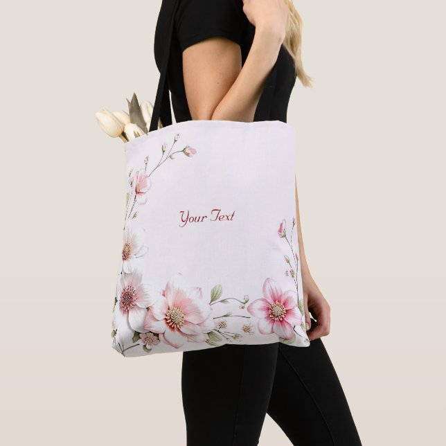 Bolsa de Tote Elegante De Flor Blanca Rosa (Detalle)