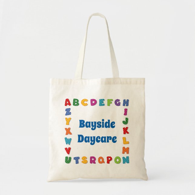 Bolsa de Tote Escolar con alfabeto de polka brilla (Frente)