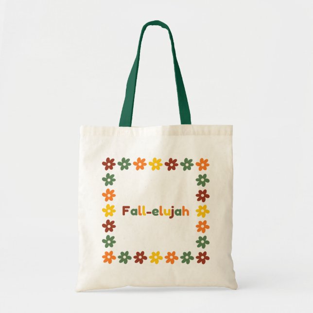 Bolsa de Tote Fall-elujah con marco de flores colo (Frente)