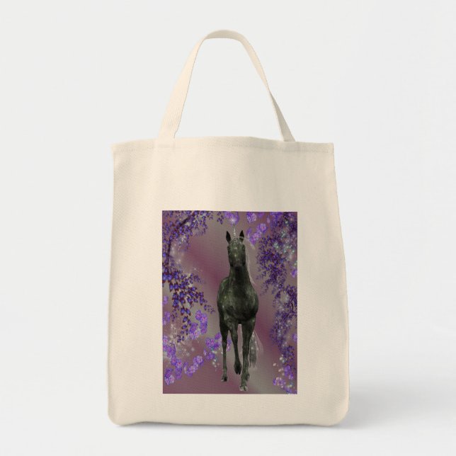 Bolsa De Tote Fantasy Fantasy Unicorn Negra (Frente)