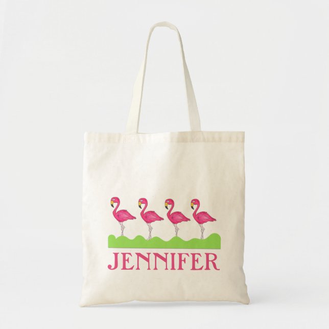 Bolsa de Tote Flamingo Rosa Personalizada (Frente)