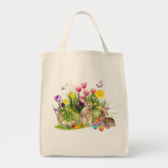 Bolsa de Tote Floral de Caza de Huevos de Primaver (Frente)