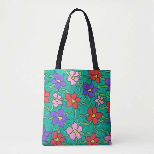 Bolsa de Tote Floral de Dulce Primavera Verde (Anverso)