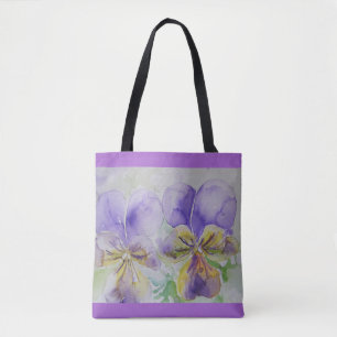 Bolsa de Tote Floral Floral Flora violeta pansy vi