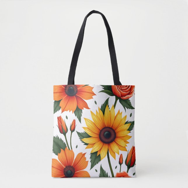 Bolsa de Tote Floral Grande Vibrante (Anverso)