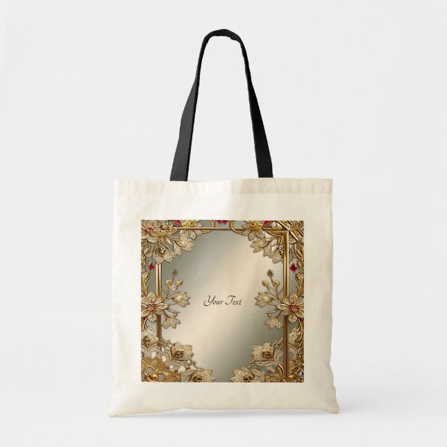 Bolsa De Tote Floral Ornate Gold (Frente)