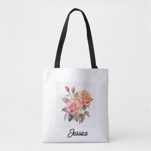 Bolsa de tote floral personalizada (Anverso)