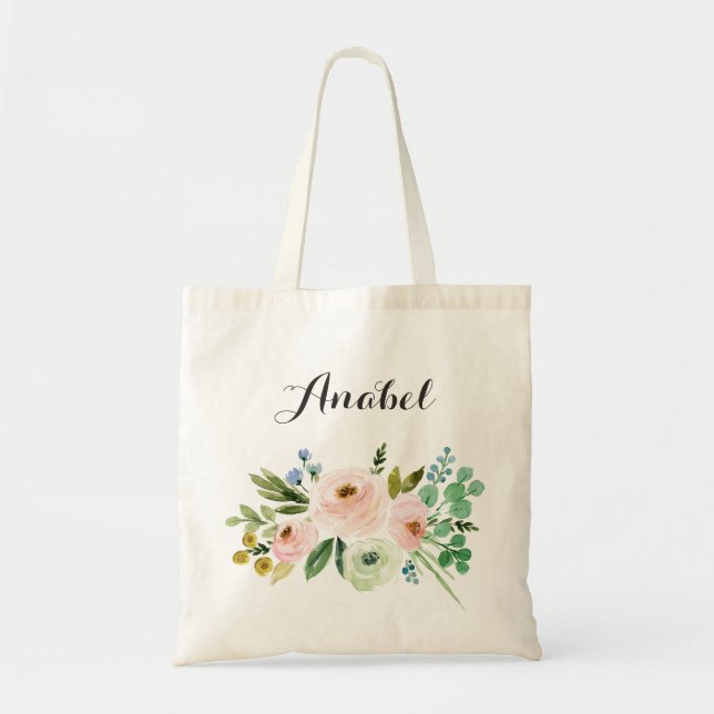Bolsa de tote floral personalizada (Frente)