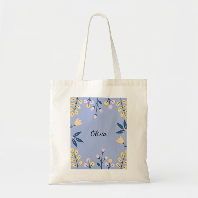 Bolsa de tote floral - Personalizada (Frente)