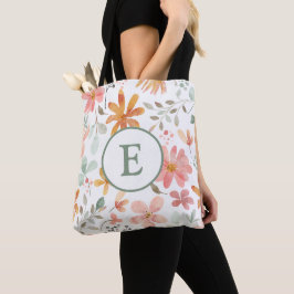 Bolsa de tote floral personalizada con el inicio