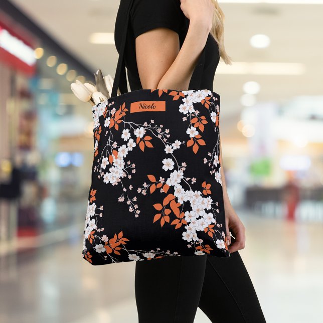Bolsa de tote floral personalizada Coral and Black (Subido por el creador)