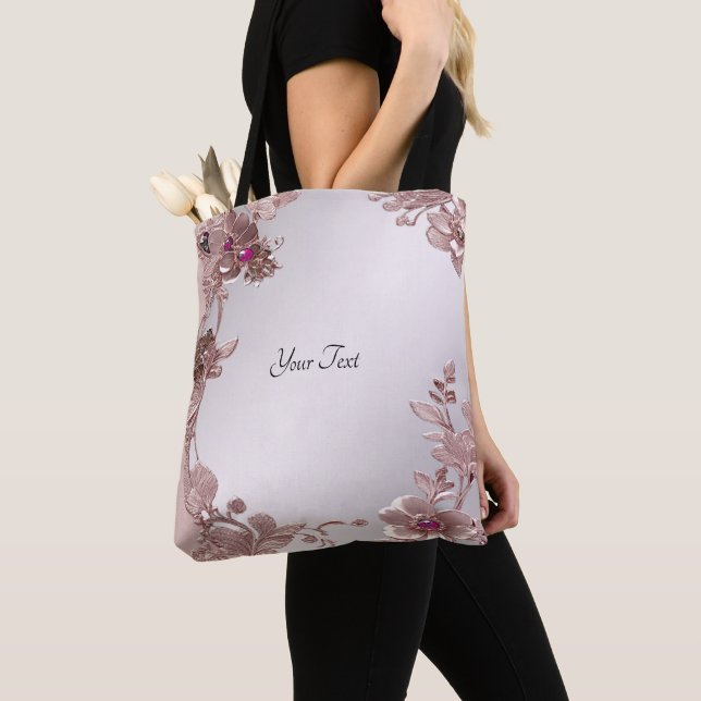Bolsa De Tote Floral Rosa Ornate (Detalle)