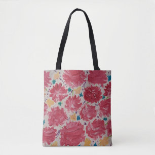 Bolsa de Tote Floral Rosy Red Carnations