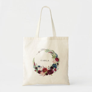 Bolsa de tote floral Rubor de la Marina Borgoña mo