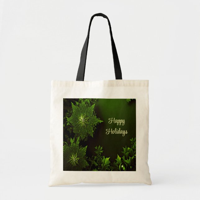 Bolsa de Tote Floral Verde Navidades de vacaciones (Frente)