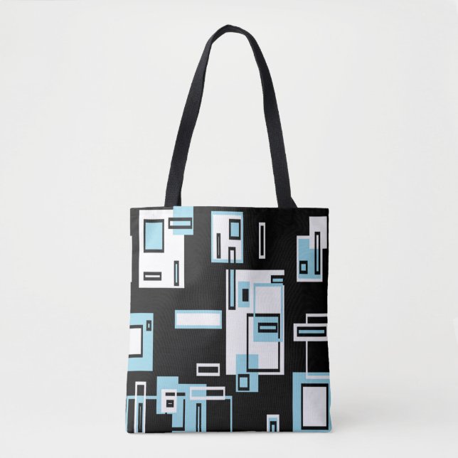 Bolsa de Tote Funky Turquoise Black Blocks (Anverso)