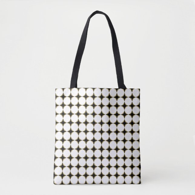 Bolsa de Tote Geométrica de Oro, Blanco y Negro (Anverso)