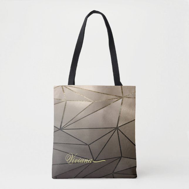 Bolsa De Tote Geométrica De Oro Rosa (Anverso)