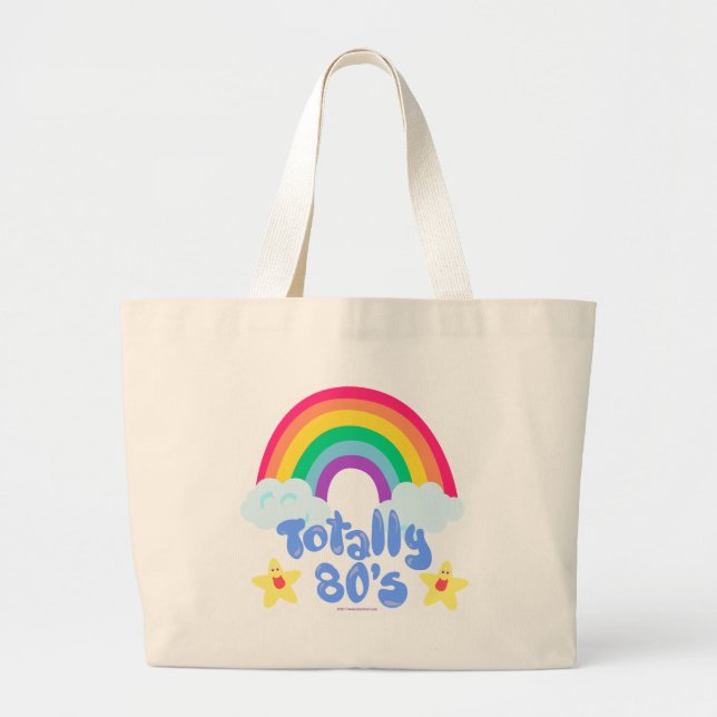 Bolsa de tote grande arco iris de los 80 (Frente)