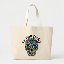 Bolsa De Tote Grande De Calavera Abstracta Decorad