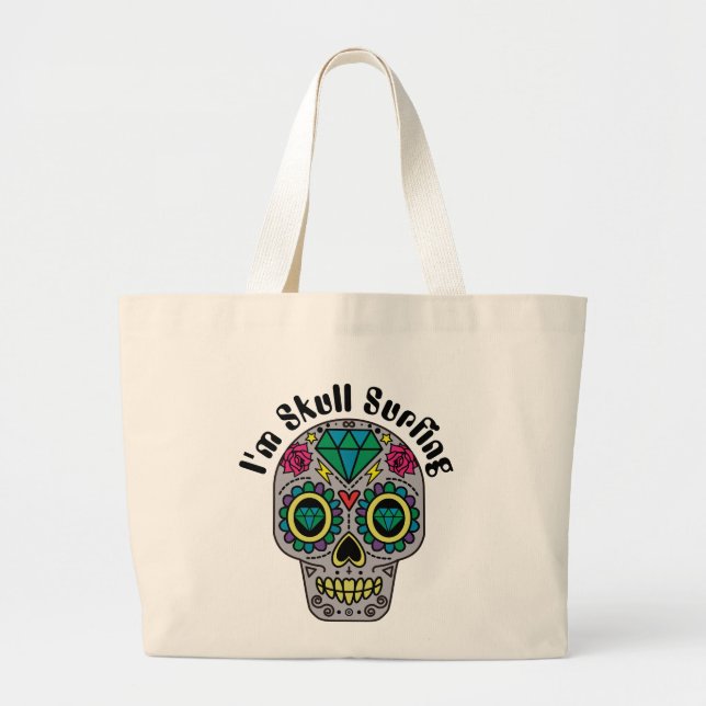 Bolsa De Tote Grande De Calavera Abstracta Decorad (Frente)