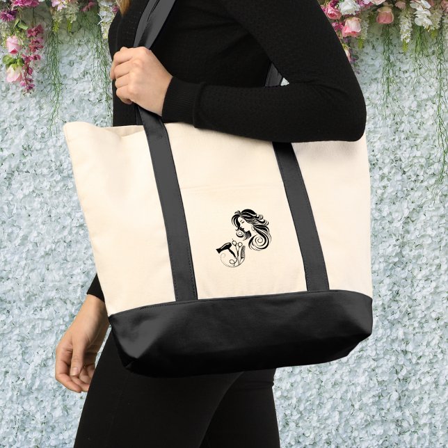 Bolsa De Tote Grande De Estilo De Cabello Británic (Large Personalized Wedding Bridal Hair Stylist Tote Bag)