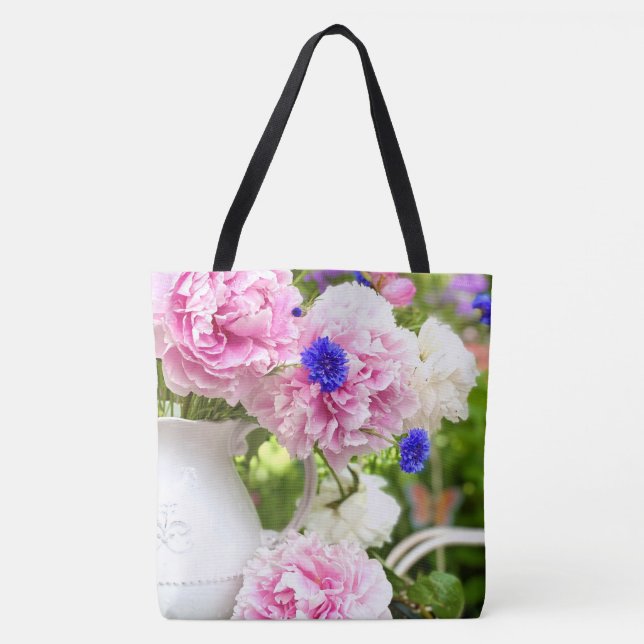 Bolsa De Tote Grande De Peonies Rosados (Anverso)