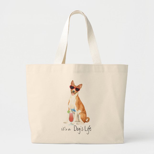 Bolsa de Tote Grande de Summer Basenji (Frente)