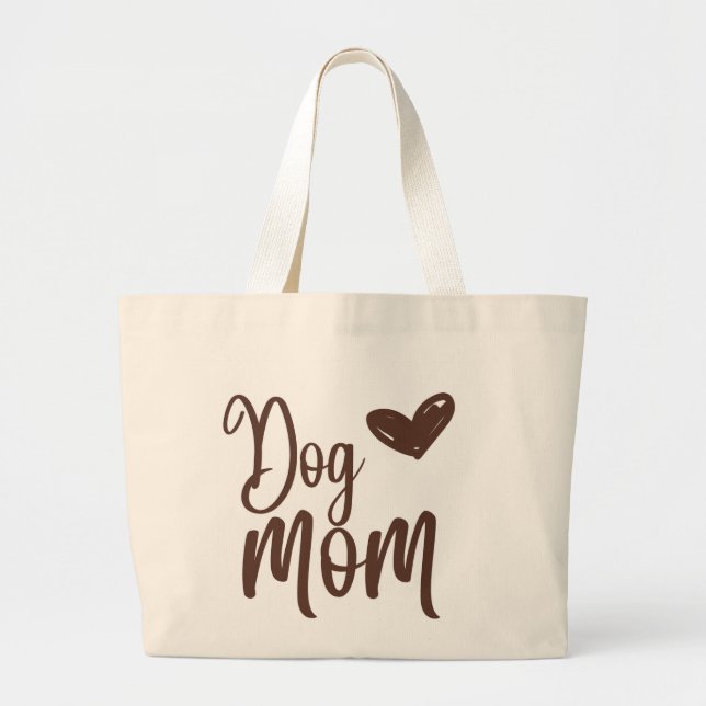 Bolsa de Tote Grande para Mamá Perro Marrón (Frente)