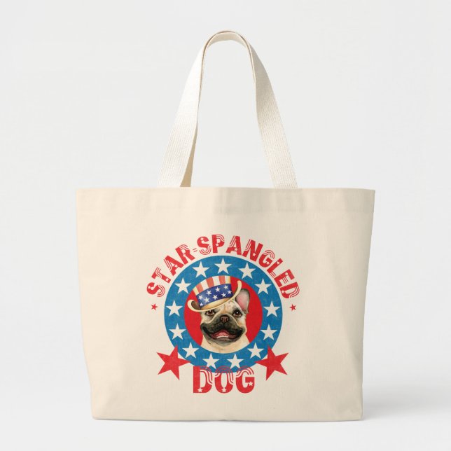 Bolsa de Tote Grande Patriótica Frenchie (Frente)